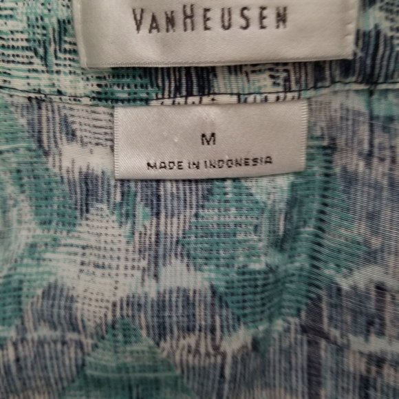 Van Heusen medium green and blue V-neck Blouse - Picture 3 of 3